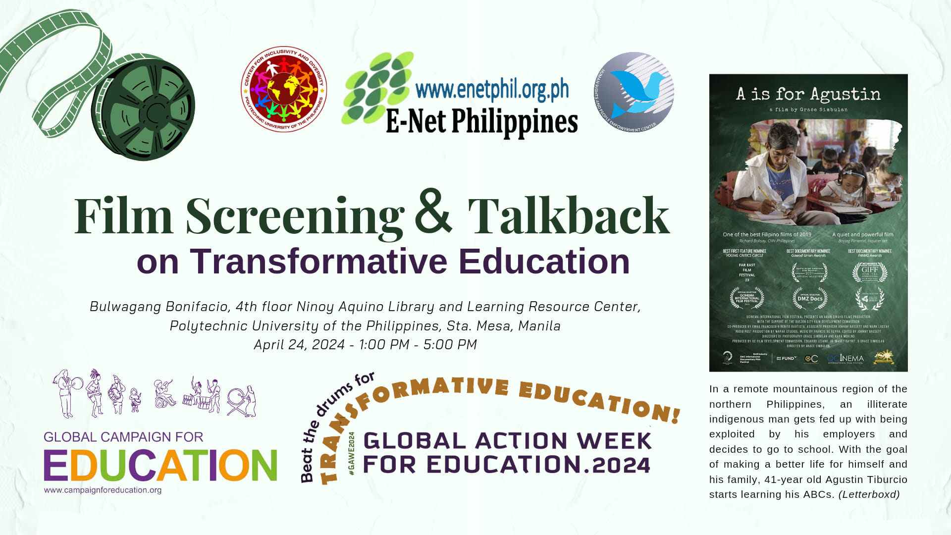 Read more about the article E-Net Philippines conducts a Film Screening & Talkback on Transformative Education in partnership with PUP Center for Inclusion and Diversity (PUP-CID) under the Gender and Development Office (GADO), co-presented by the Human Rights and People Empowerment Center.