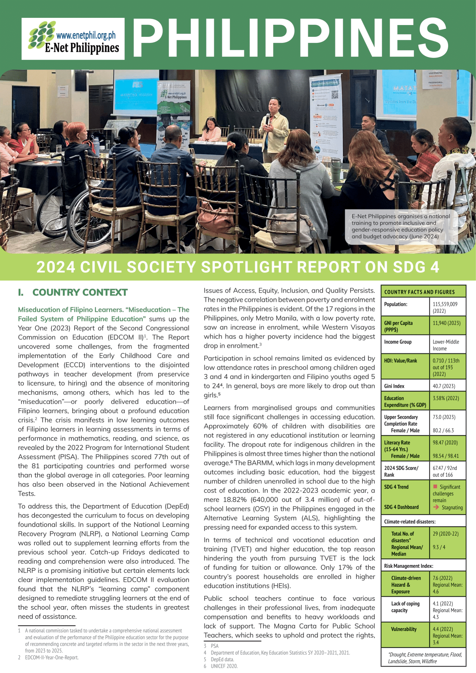 Read more about the article 2024 E-Net Philippines Spotlight Report on SDG 4